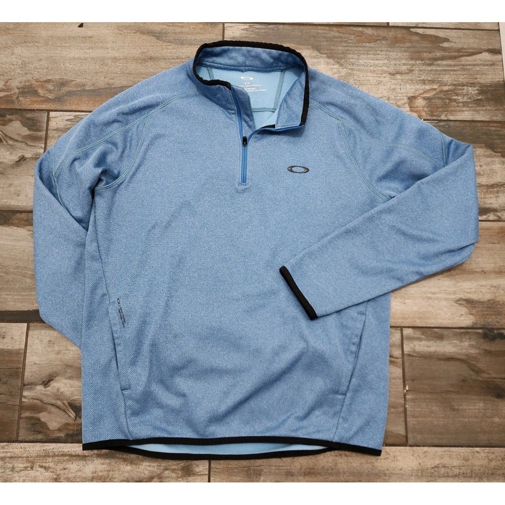 Oakley Pullover Midweight Golf Polyester MenMedium Blue 1/4 Zip Long Sleeve Sz S